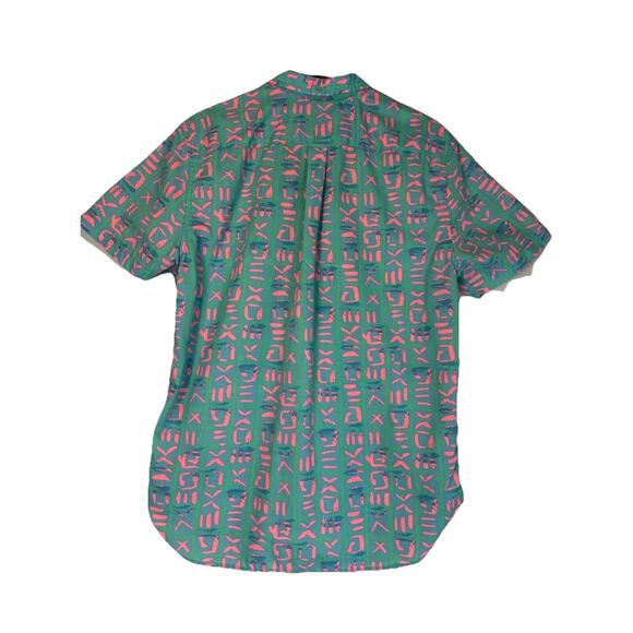 Chubbies The Nutter Shirt Hawaiian Southwestern Aztec Tribal USA LRG Blue Pink - Picture 2 of 4